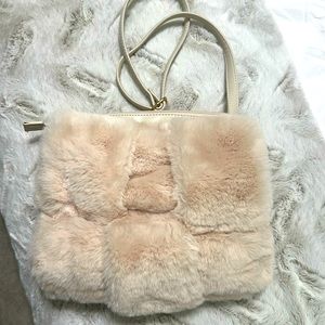 Chic Cream Faux Fur purse w/adjustable-removable strap - BRAND NEW CONDITION!!